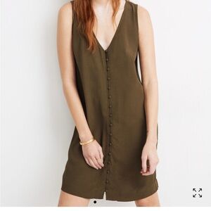 Madewell Heather Olive Sleeveless Button-Down Dress